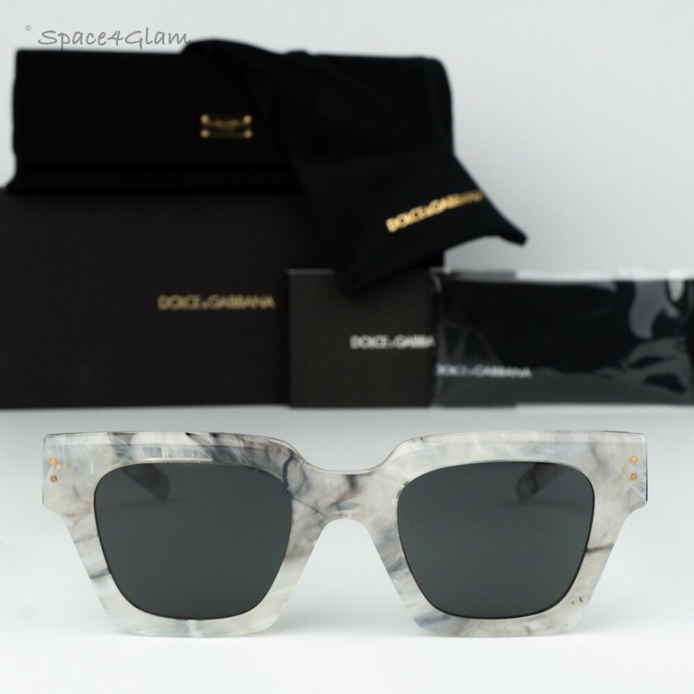 BRAND NEW D&G DG4413 342887 Grey Marble Grey Square Unisex Sunglasses